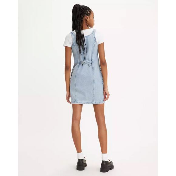 Md NWT Levi’s Tuli Denim Mini Dress Button Front Western Y2K Americana Cowgirl - Picture 2 of 11